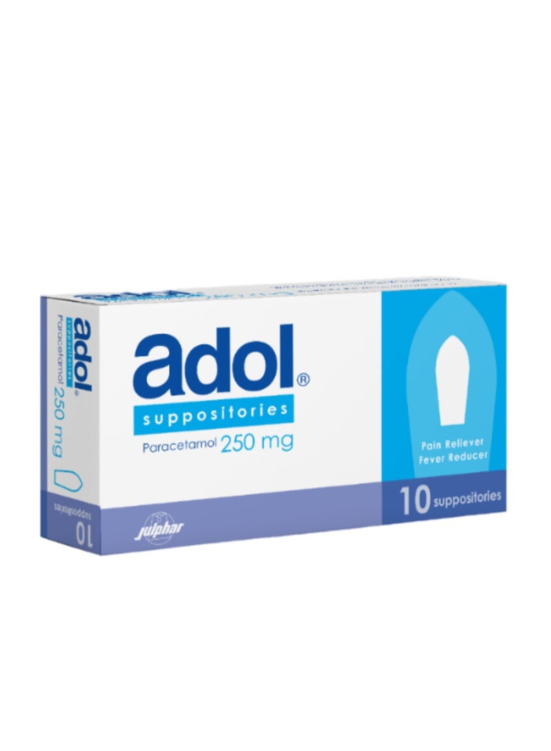 Adol 250mg Paracetamol Suppositories - 10 Count